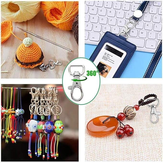 60Pcs Lobster Claw Clasps Wide 3/4" D Ring 360° Trigger Snaps