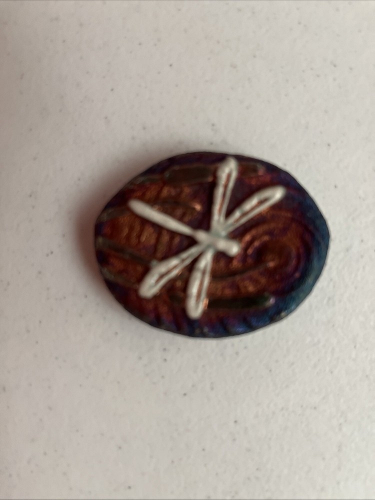 Raku pottery Dragonfly Medallion Magnet