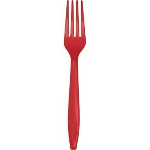 Red Heavy Duty Plastic Forks 24 Per Pack Tableware Decorations Party Supplies