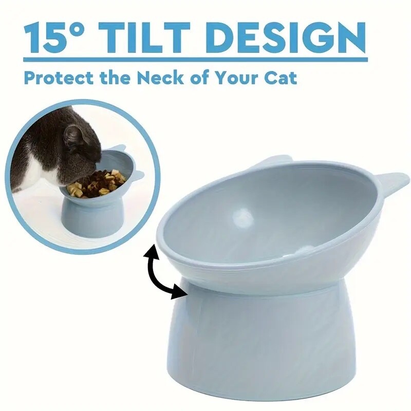 2pcs Raised Cat Bowl Elevated Cat Feeding Dish with Anti-Tip Design New