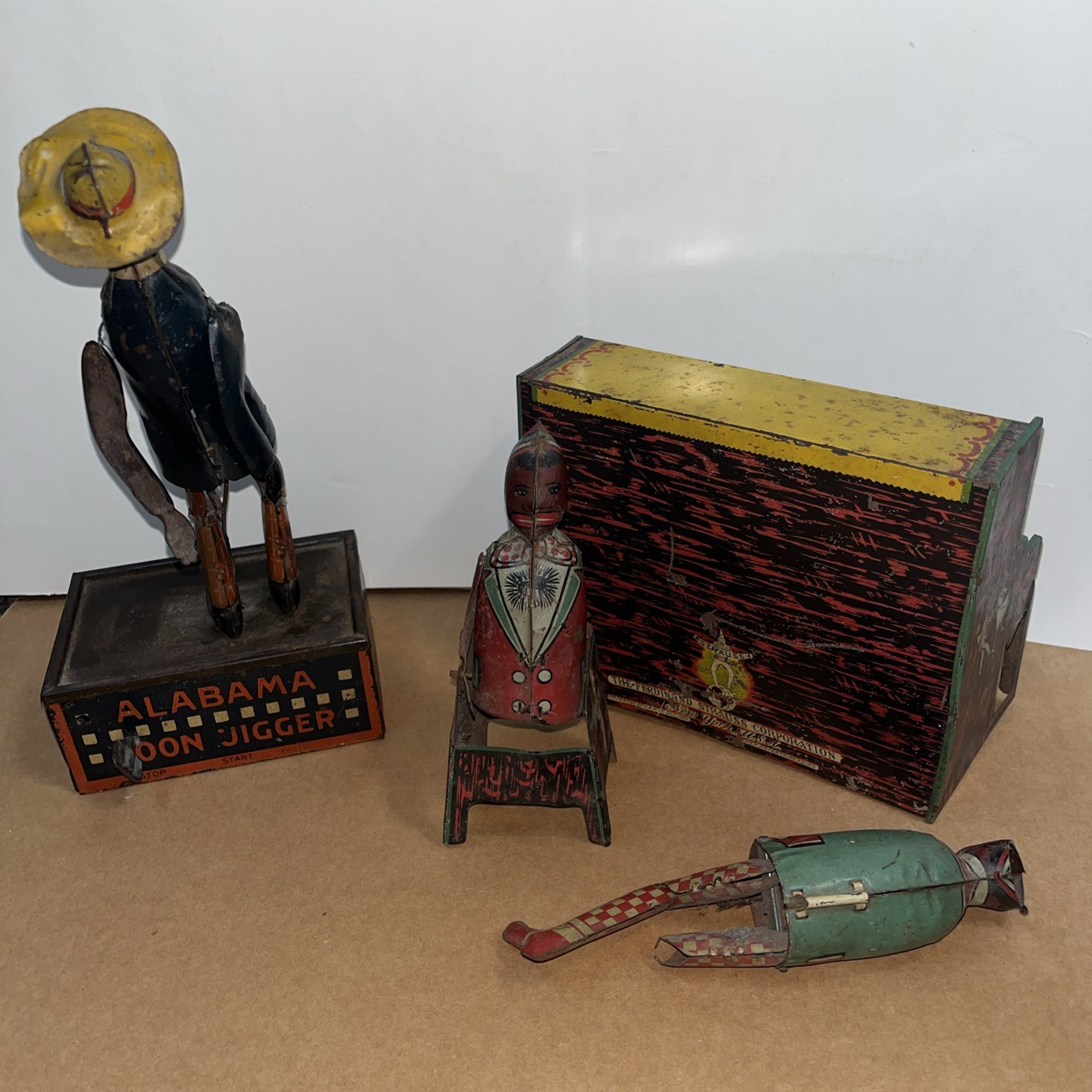 Set of 2 tin toys Ham and Sam The Minstrel Team & “TOMBO “Alabama Coon Jigger
