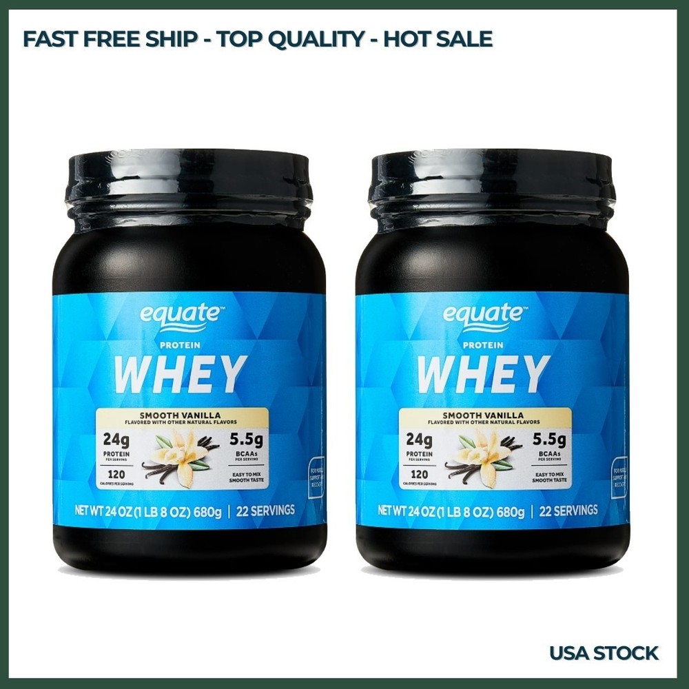 2P Equate Whey Protein Powder, Smooth Vanilla, 24 oz