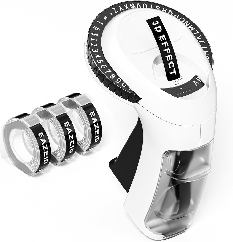 Vintage Embossed Label Maker Machine with Tapes Retro