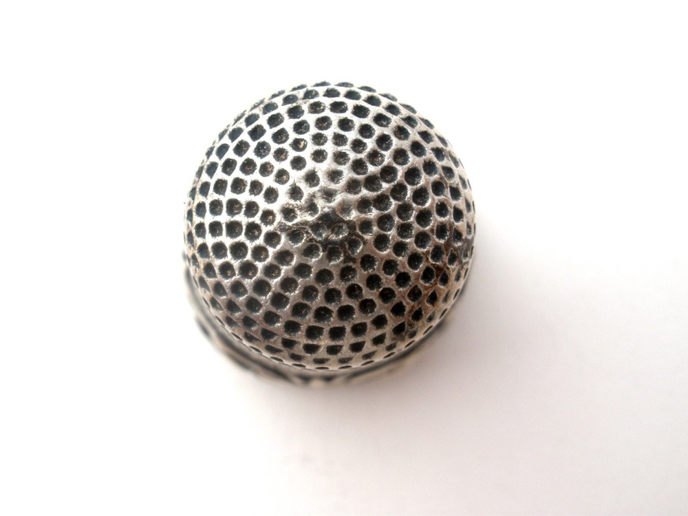 Antique Sterling Silver Thimble Signed OT Repoussé Scrollwork 6.61 Grams