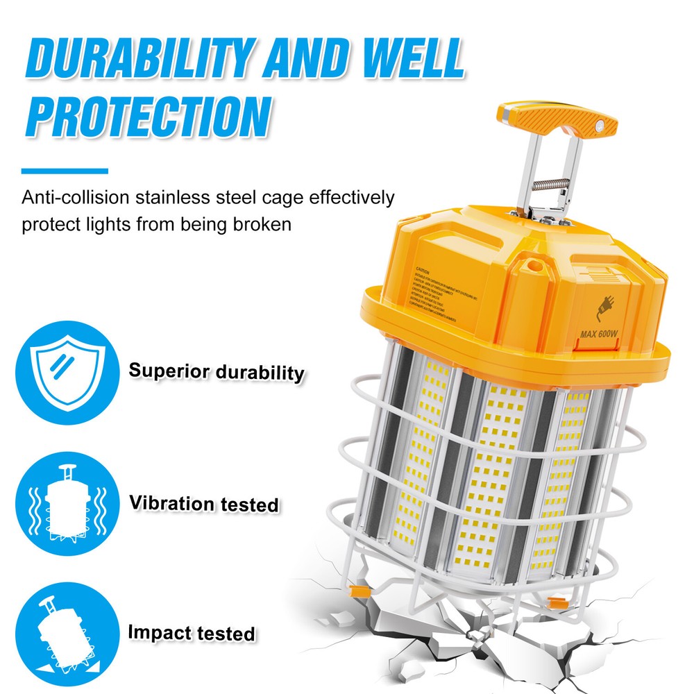 LED Temporary Work Light Fixture 100Watt Linkable Construction High Bay Lighting