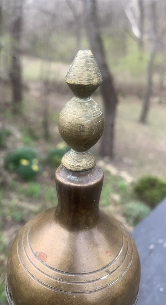 Vintage Handmade DALLAH Arabic Turkish Solid Brass Coffee Pot 10”T, Signed