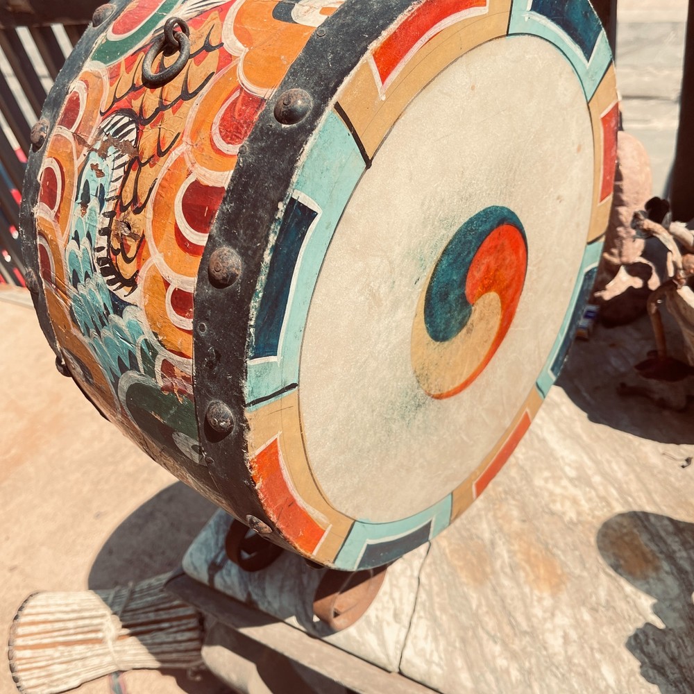 Vintage hand painted Taiko drum