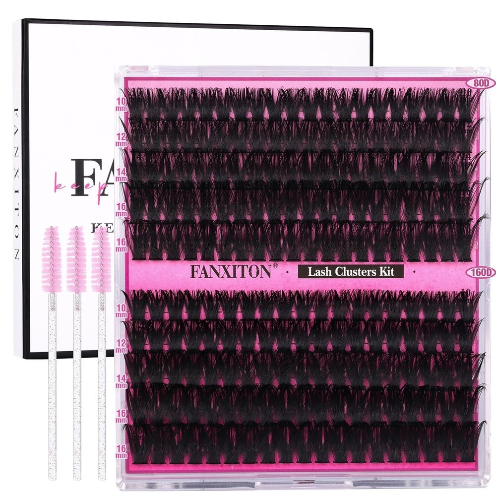 Effortless DIY Lash Extension Kit - 200 Volume Clusters D Curl for Beginners