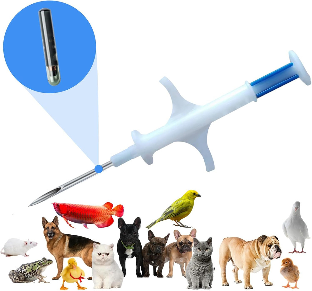 Microchip ID Bioglass Transponder Tag Injectable with Sharp Needle 5 Pack Mini S