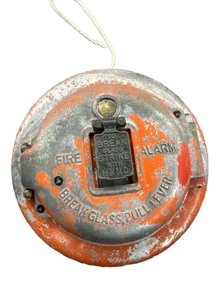 Vintage Rare Coded Fire Alarm Pull Station Red Round Break Glass Pull Lever