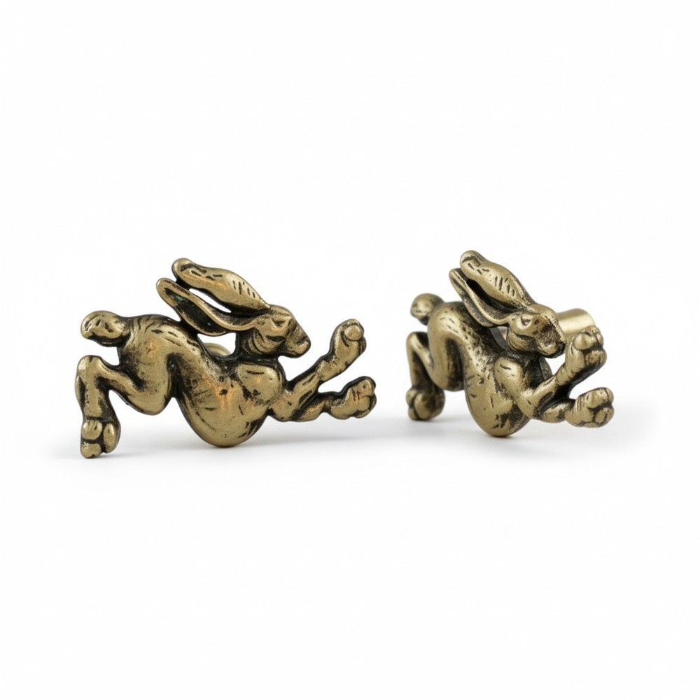 The Tangerine Store | Antique Brass Bunny Rabbit Drawer Knobs
