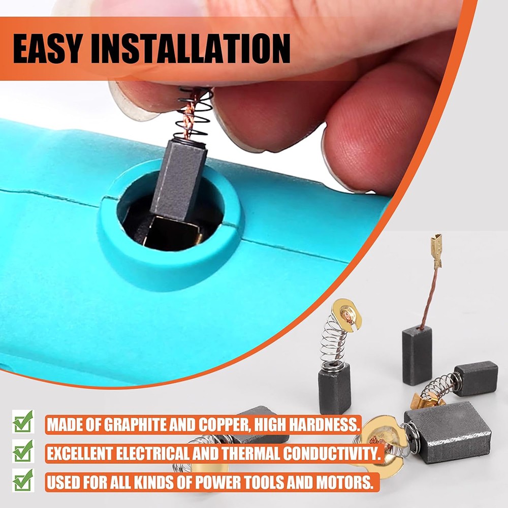 54Pcs Graphite 11Sizes Electric Motor Carbon Brushes Replacement For Power Tool