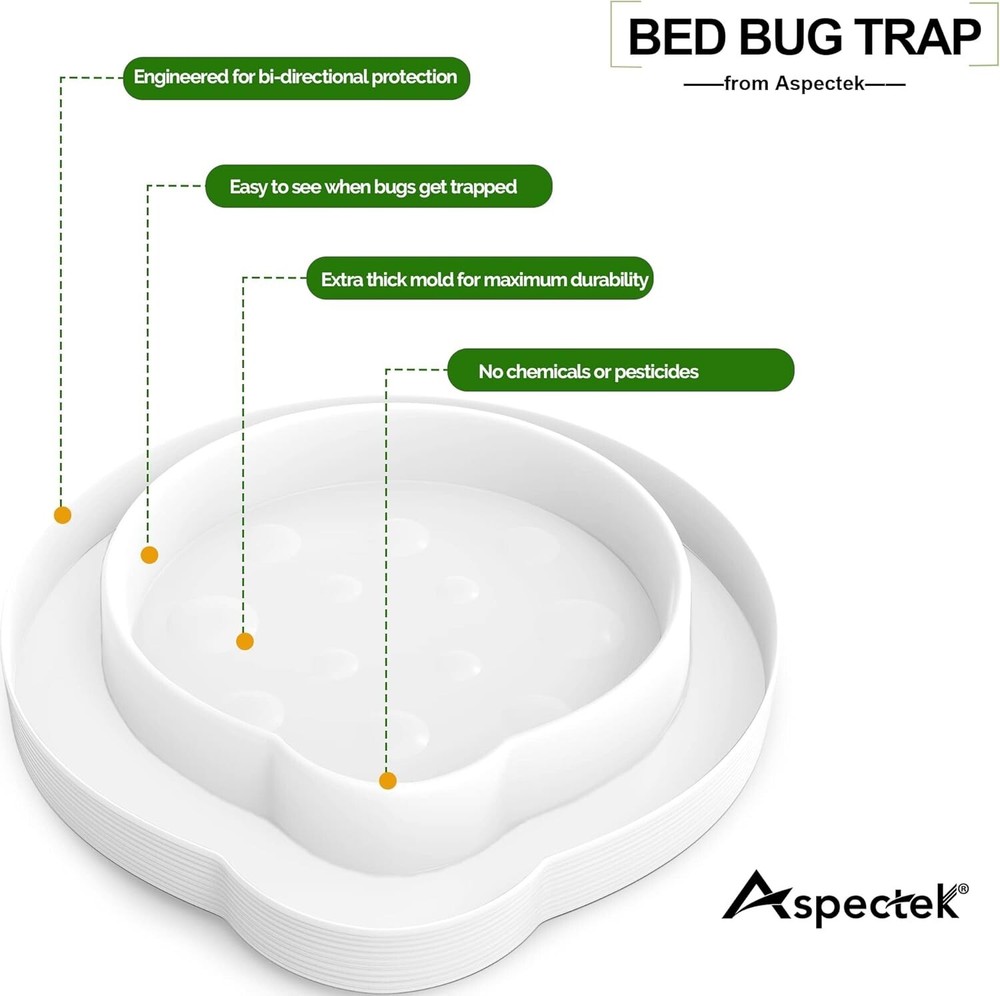 Bed Bug Trap, Bed Bug Interceptor, Bed Bug Traps (Pack of 4). Flea Traps, Safe E