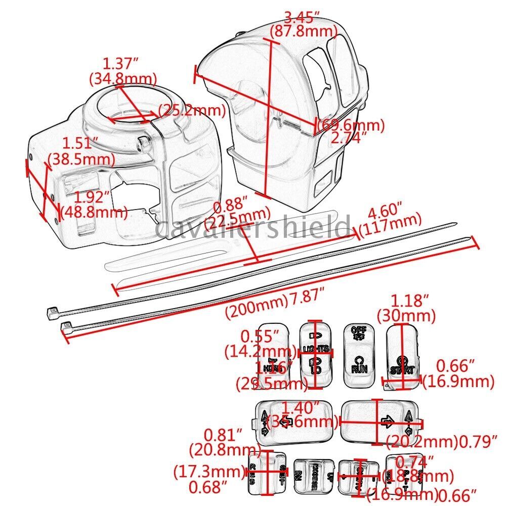 Chrome Switch Housing Covers with 10pcs Button Caps for Harley Touring 1996-2013