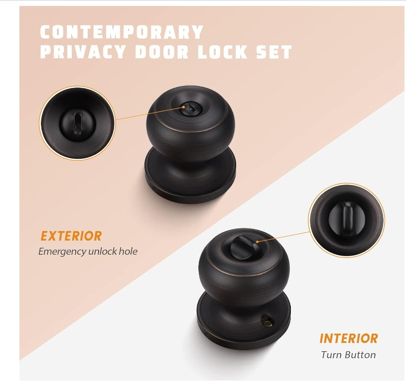 Oil-Rubbed Bronze Interior Door Knobs, Interior Door Knobs Bedroom, Bronze Do...
