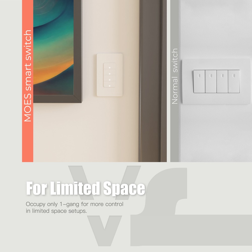MOES 1/2/3/4 Gang Zigbee Smart Light Switch Wall Push Button Alexa Google APP