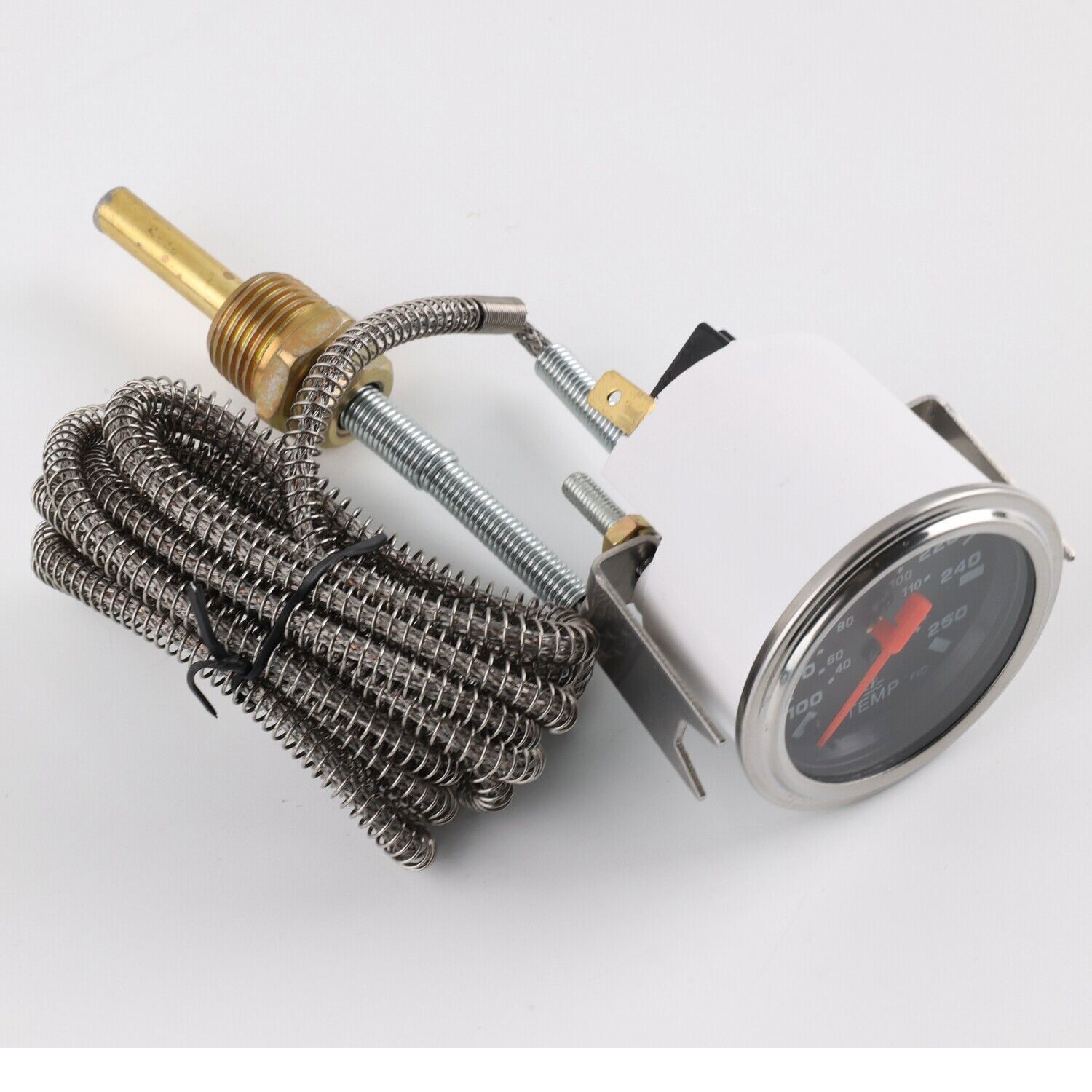 2'' 52mm Chrome Pointer Water Temp Temperature Gauge Mechanical Black Face ℃ / ℉