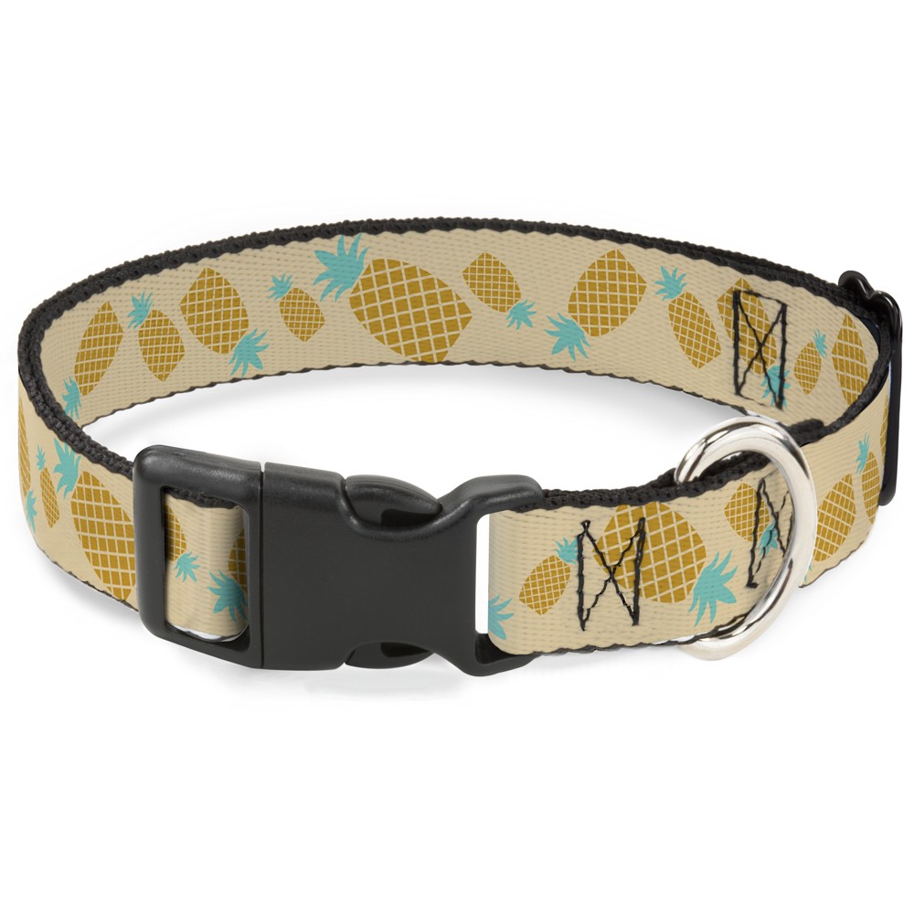 Plastic Clip Collar Pineapples Rotating Tan Small 9.5-13"