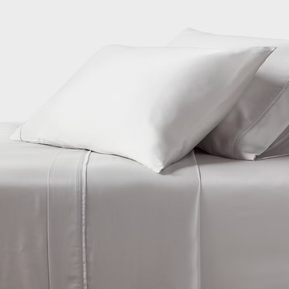 Full 320 Thread Count Cool TENCEL Lyocell Sheet Set Light Gray -