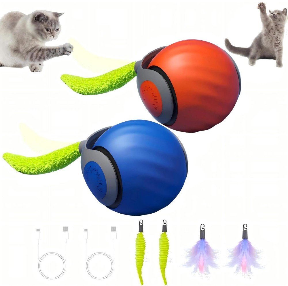 Upgraded Interactive Cat Toys 3.0 - Automatic Rollerball Pet Chaser (2 Pack)