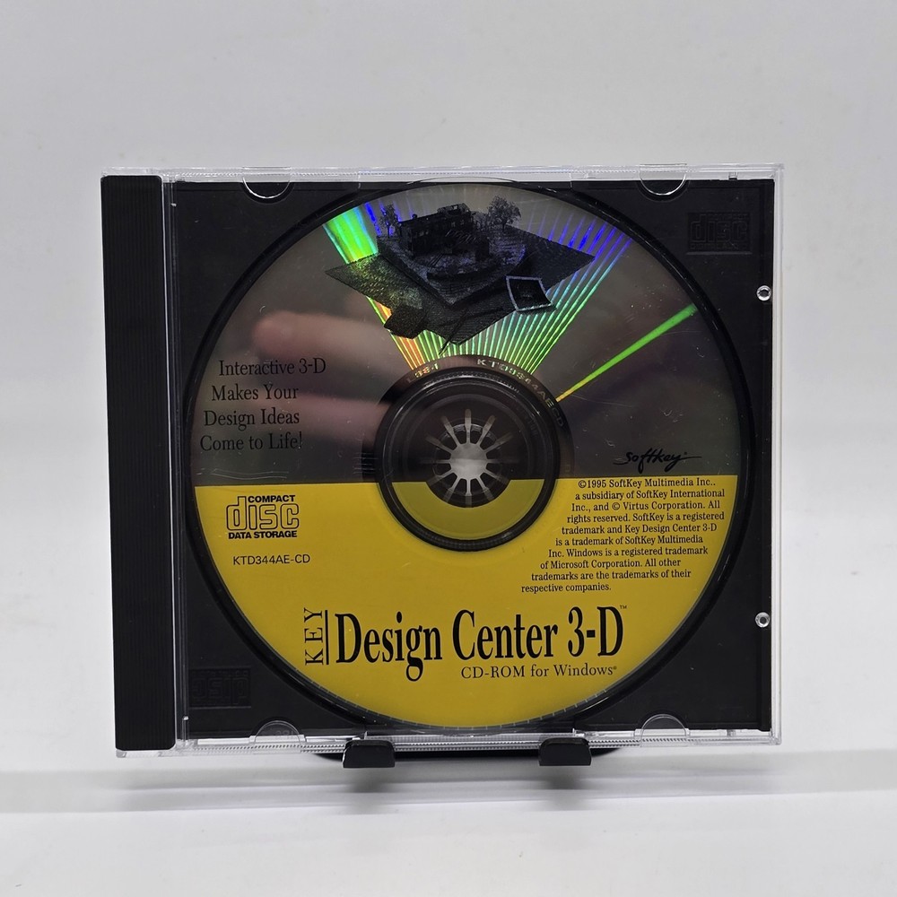 Softkey Key Design Center 3D 1995 PC CD-ROM Home Design Modeling Software