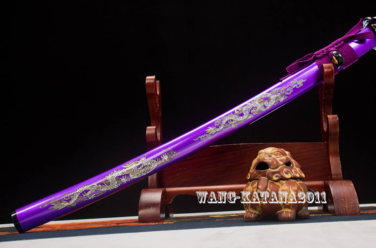 All Purple Battle Ready Sharp Deagon Japanese Samurai Katana Sword 1095Steel