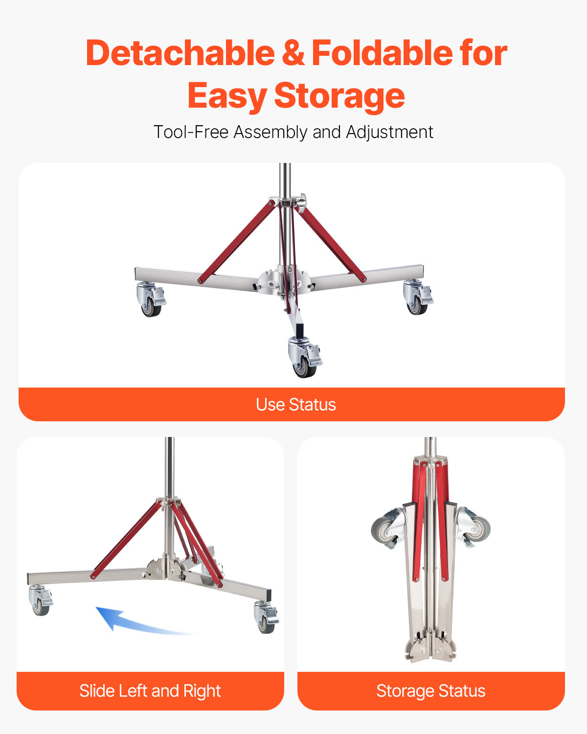 Heavy Duty Light Stand with Casters Max Height 10.5ft/320cm Tripod Stand