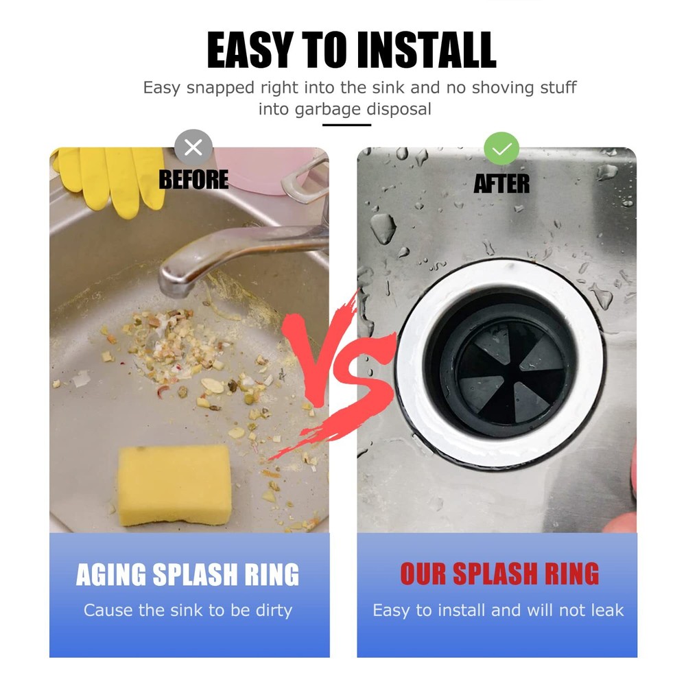 Garbage Disposal Splash Guards 3 3/8" EPDM Rubber Drain Insert for InSinkErat...