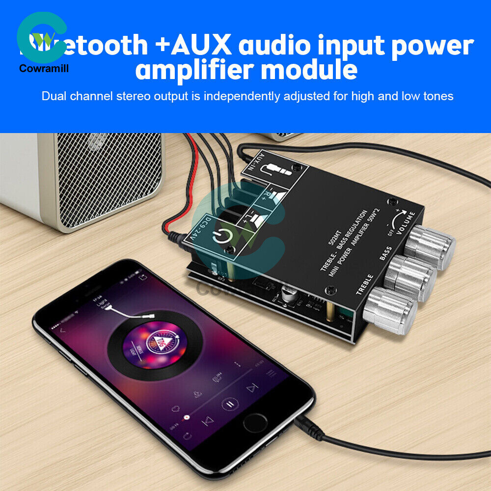 ZK-502MT 50W*2 Bluetooth 5.2 Audio Amplifier Board Module Tone Adjustable DIY