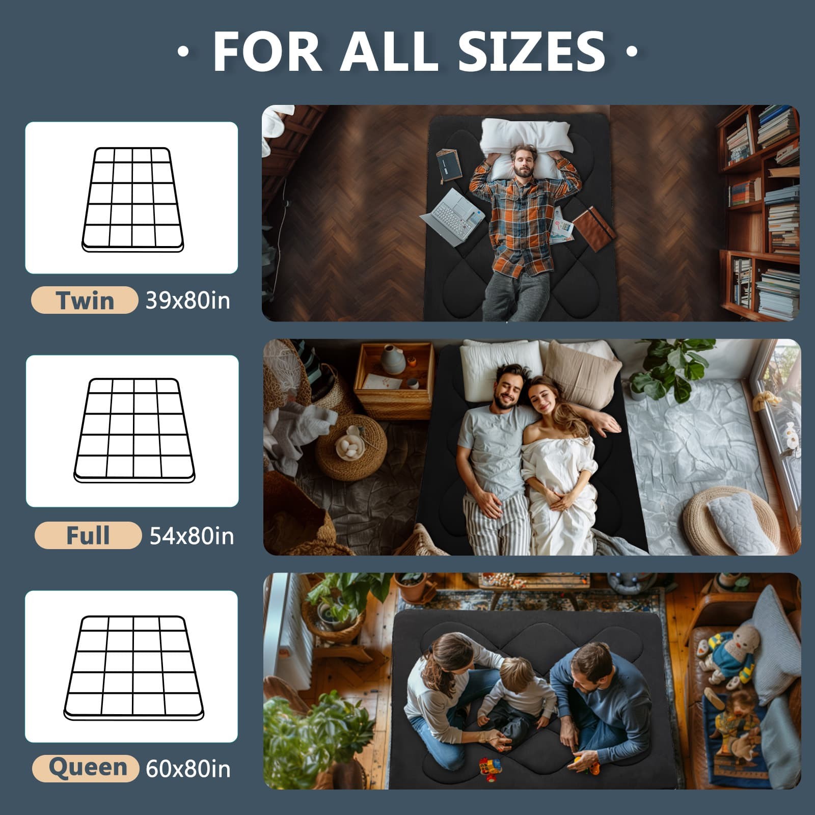 Extra Thick Japanese Sleeping Floor Mattress Foldable Roll Up Futon Tatami Mat