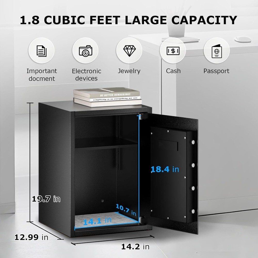 Large Safe Box with Digital Lock - 1.8 Cu.ft
