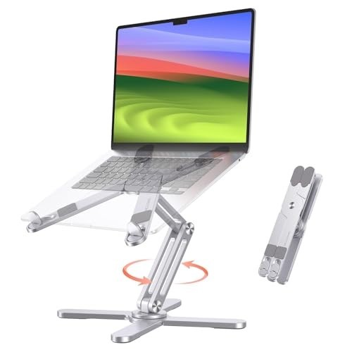360° Rotating Laptop Stand Riser - Ergonomic, Adjustable Height, Foldable, Fits