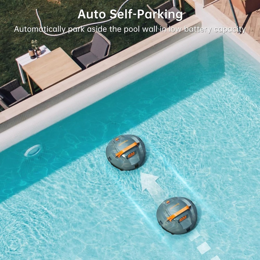 Cordless Robotic Pool Cleaner for Above Ground Pools 100 Min Runtime