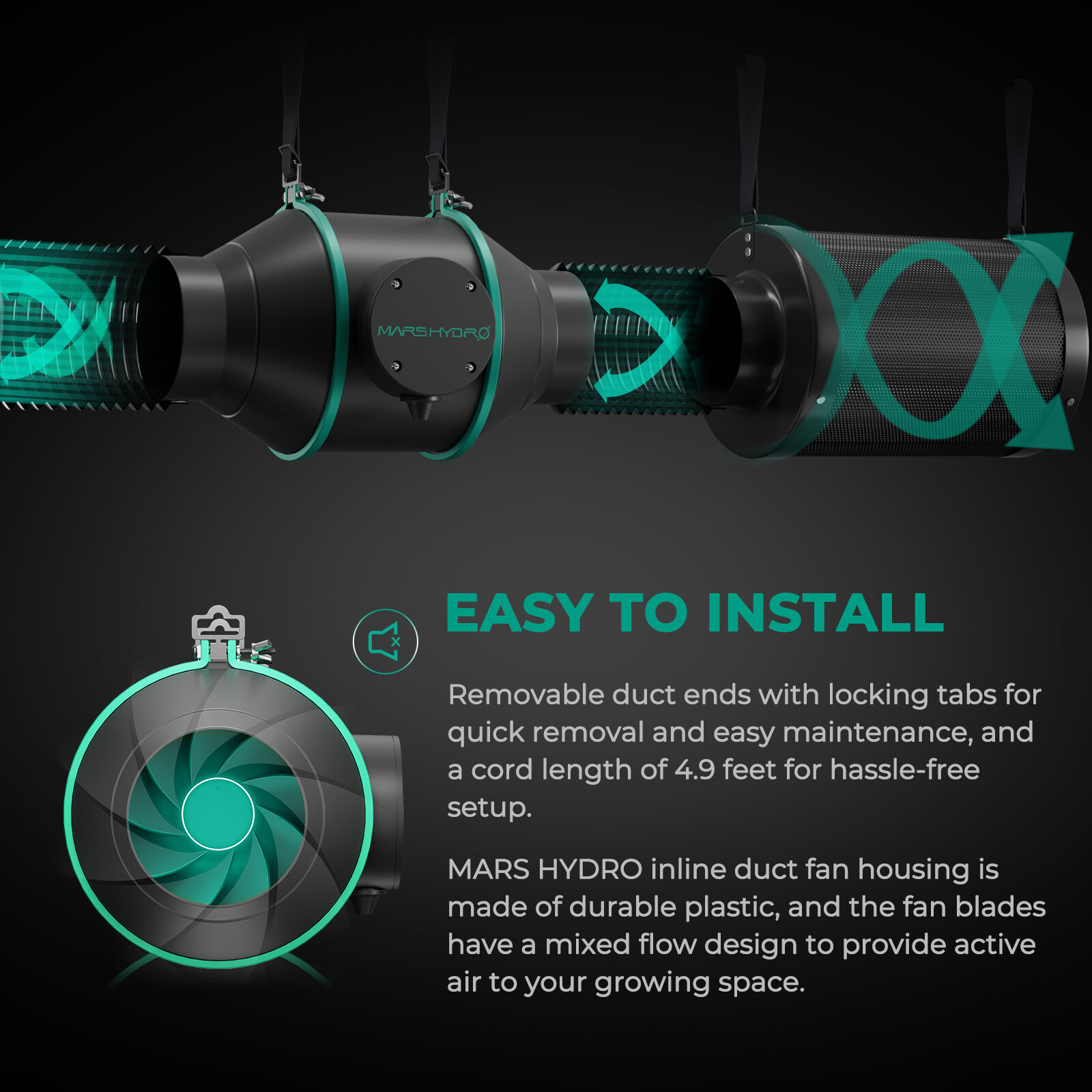 Mars Hydro 4" 6" Inline Fan Ventilation Duct Kit/Carbon Filter for Grow Tent Kit