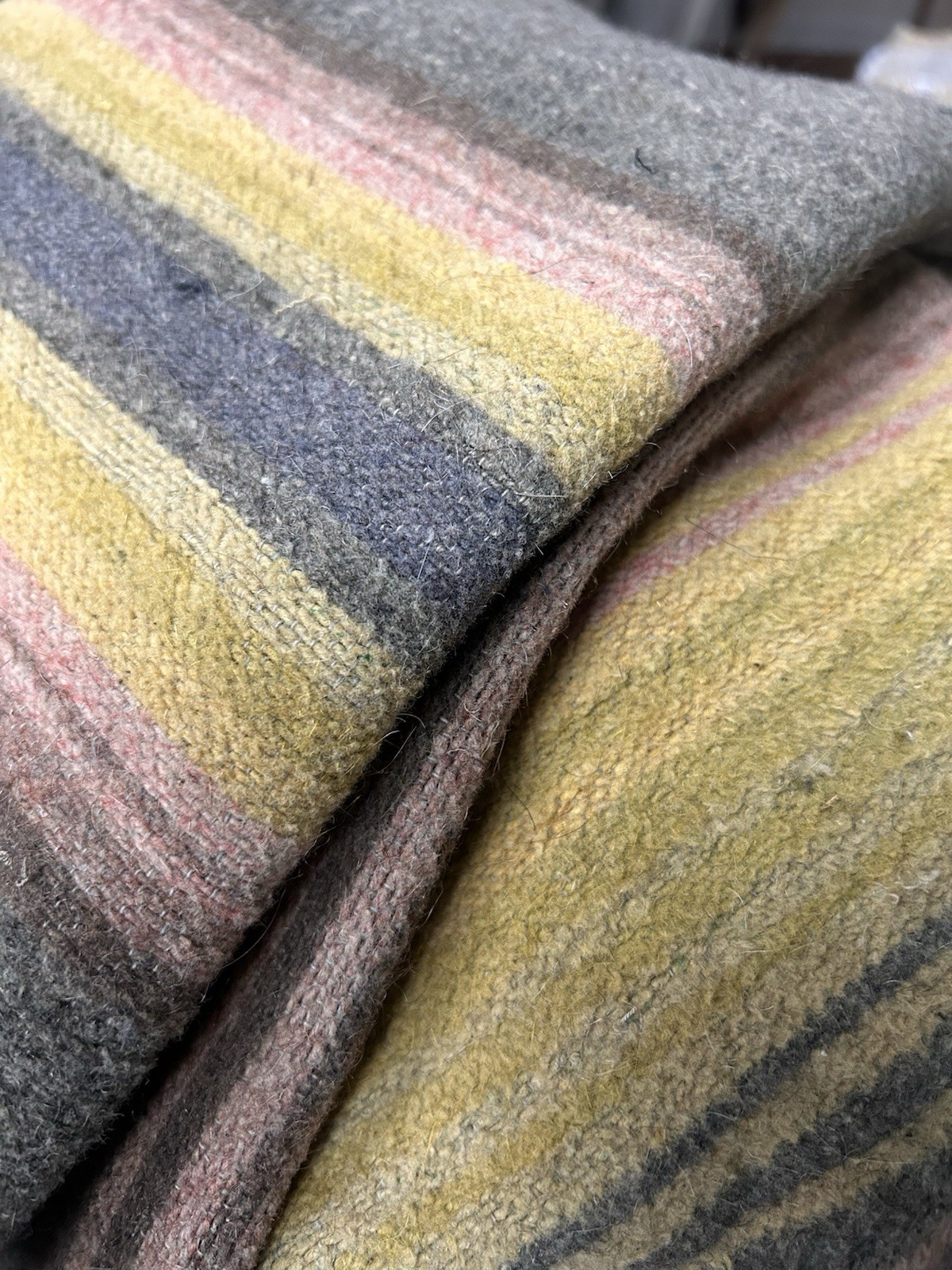 Antique Vintage Wool Horse Blanket Leather Strap Buckle Primitive Equestrian