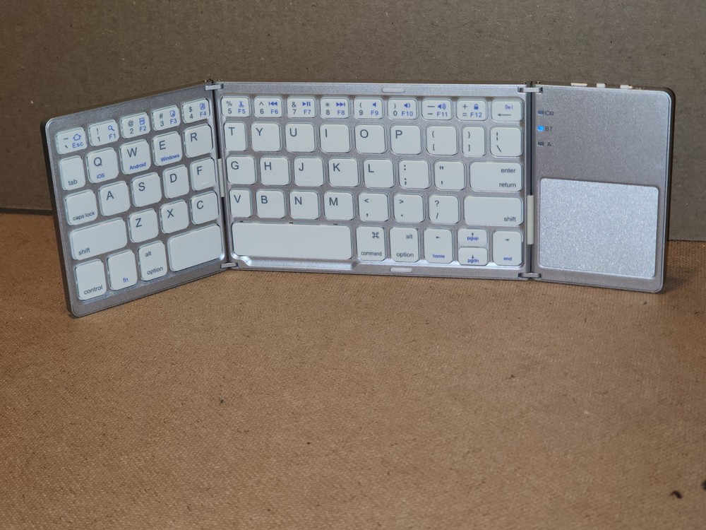 Universal Bluetooth Wireless Folding Keyboard w/Touchpad SILVER Mini Portable