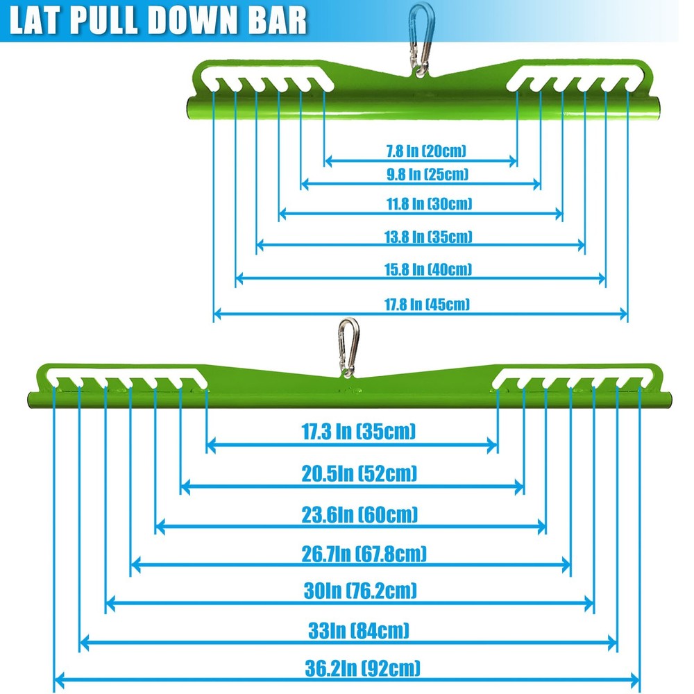 5Pcs Set Green Adjustable Lat Pull down Bar Cable Machine Attachments for Gym