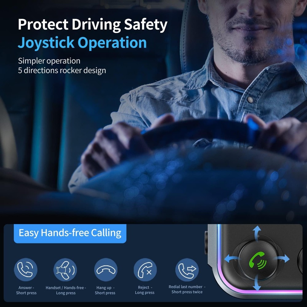 UNBREAKcable Bluetooth FM Transmitter for Car, PD 38W Fast Charging, Wireless...