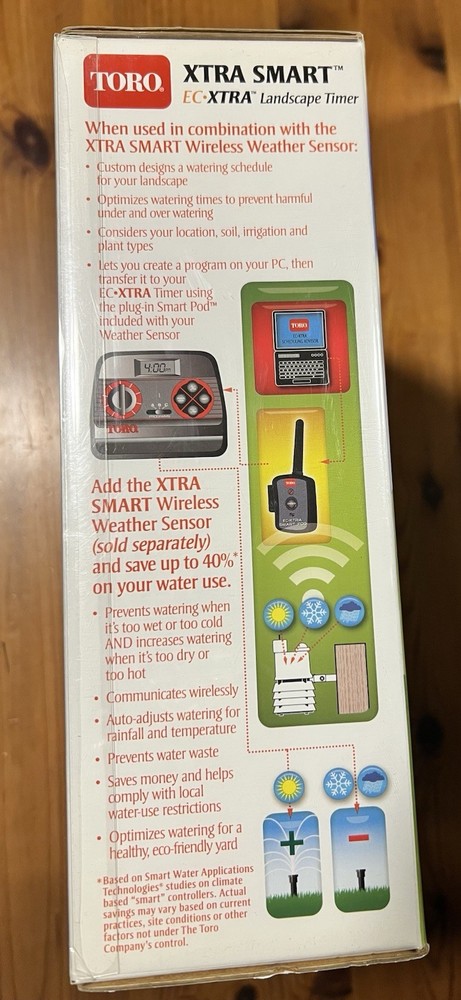 TORO Xtra Smart EC-XTRA Landscape Timer 8 Zone & Wireless Weather Sensor 53855