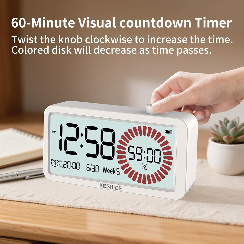Visual Timer With Alarm LCD Digital 60 Minute Countdown For Kids