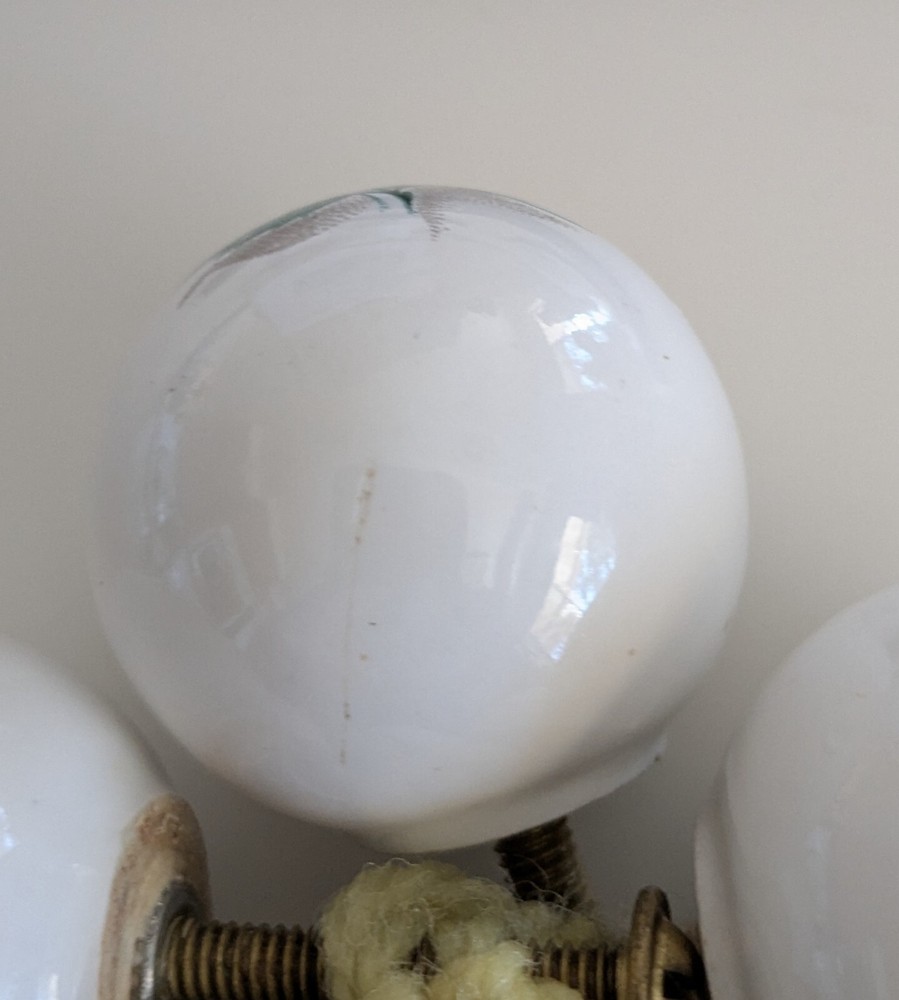 VNTG LOT Porcelain Rosebud Door Knobs 2ea w/backplates +7ea matched drawer knobs