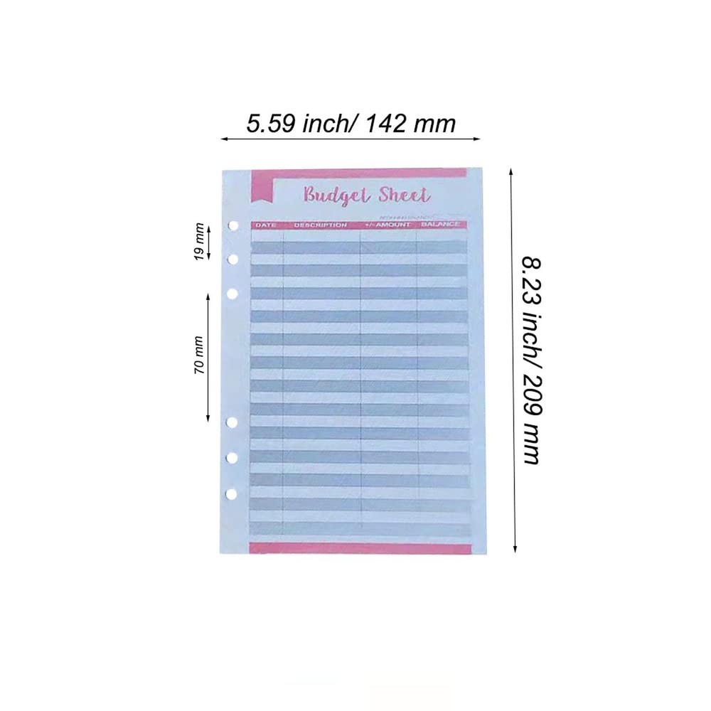 Budget Sheets for A5 Binder, 60 Pcs Budget Tracker Inserts for A5 Planner, 6-...