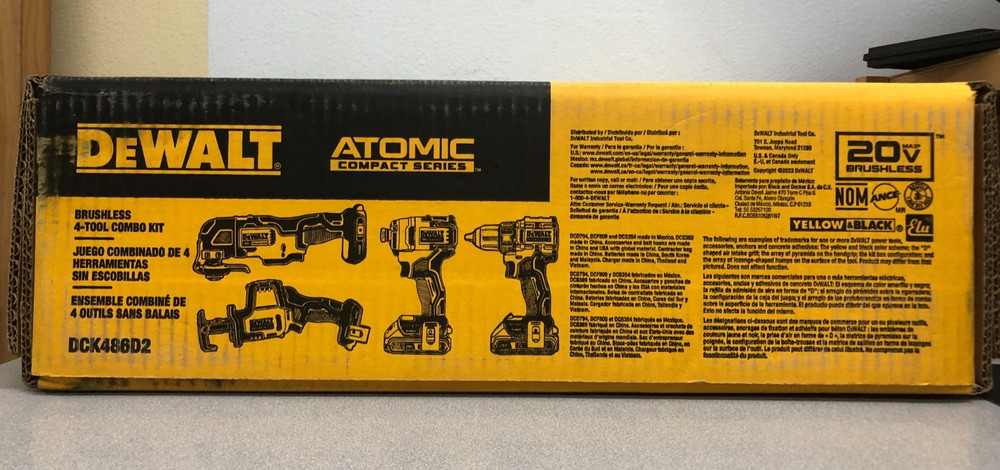 DeWalt DCK486D2 20V MAX ATOMIC Cordless Brushless 4 Tool Combo Kit