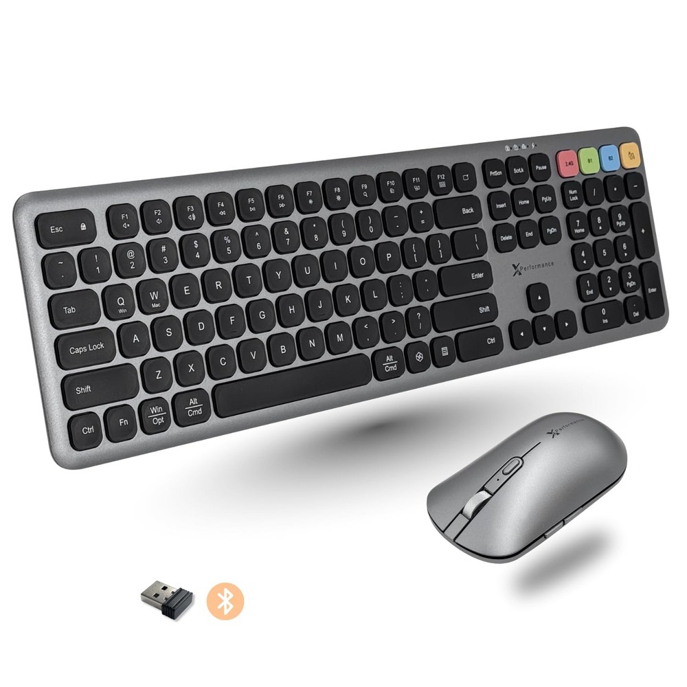 X9 Bluetooth Keyboard and Mouse Combo (Bluetooth, 2.4Ghz, USB C Wired) - Slim...