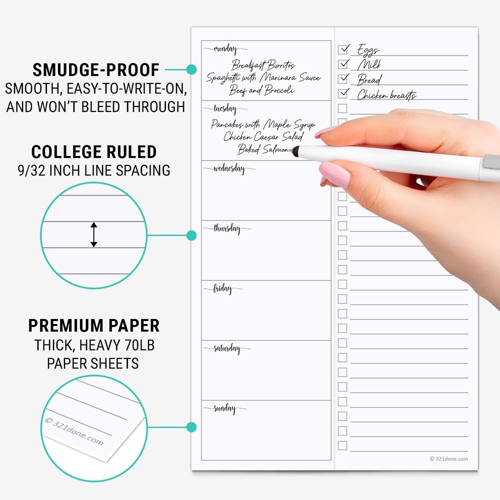 Weekly Plan with Checklist Notepad – 50 Sheets 5.5x8.5 Small – - Two Column,...