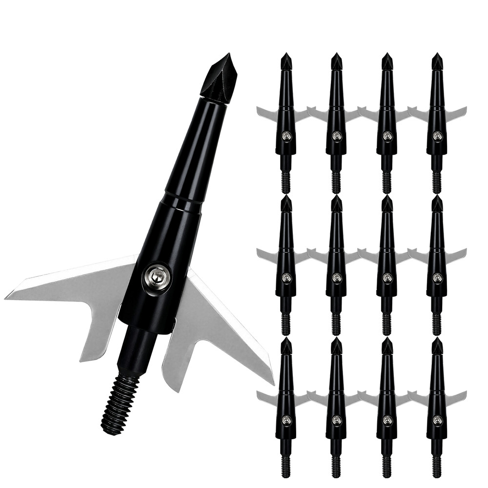 Archery Broadheads 100 Grain Fixed Blades for Traditional Bow and Compound Bow