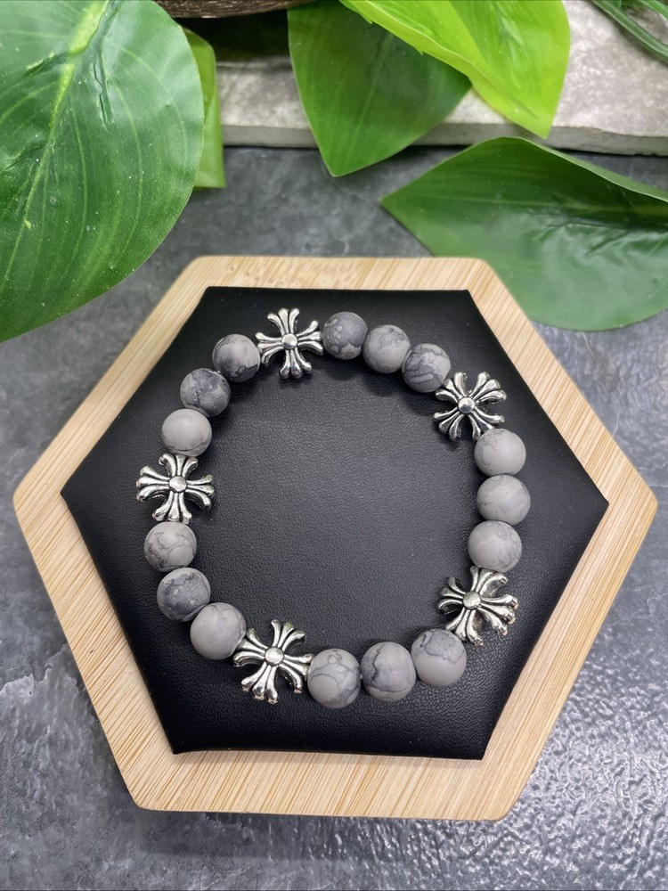 Handmade Stone Bead Beaded Stackable 6.5” Plus Stretch Bracelet New B344