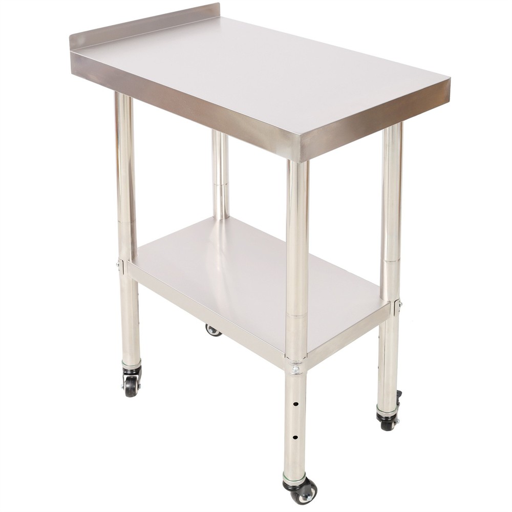 Stainless Steel Prep Table 440lbs Adjustable Undershelf Workstation w/Backsplash