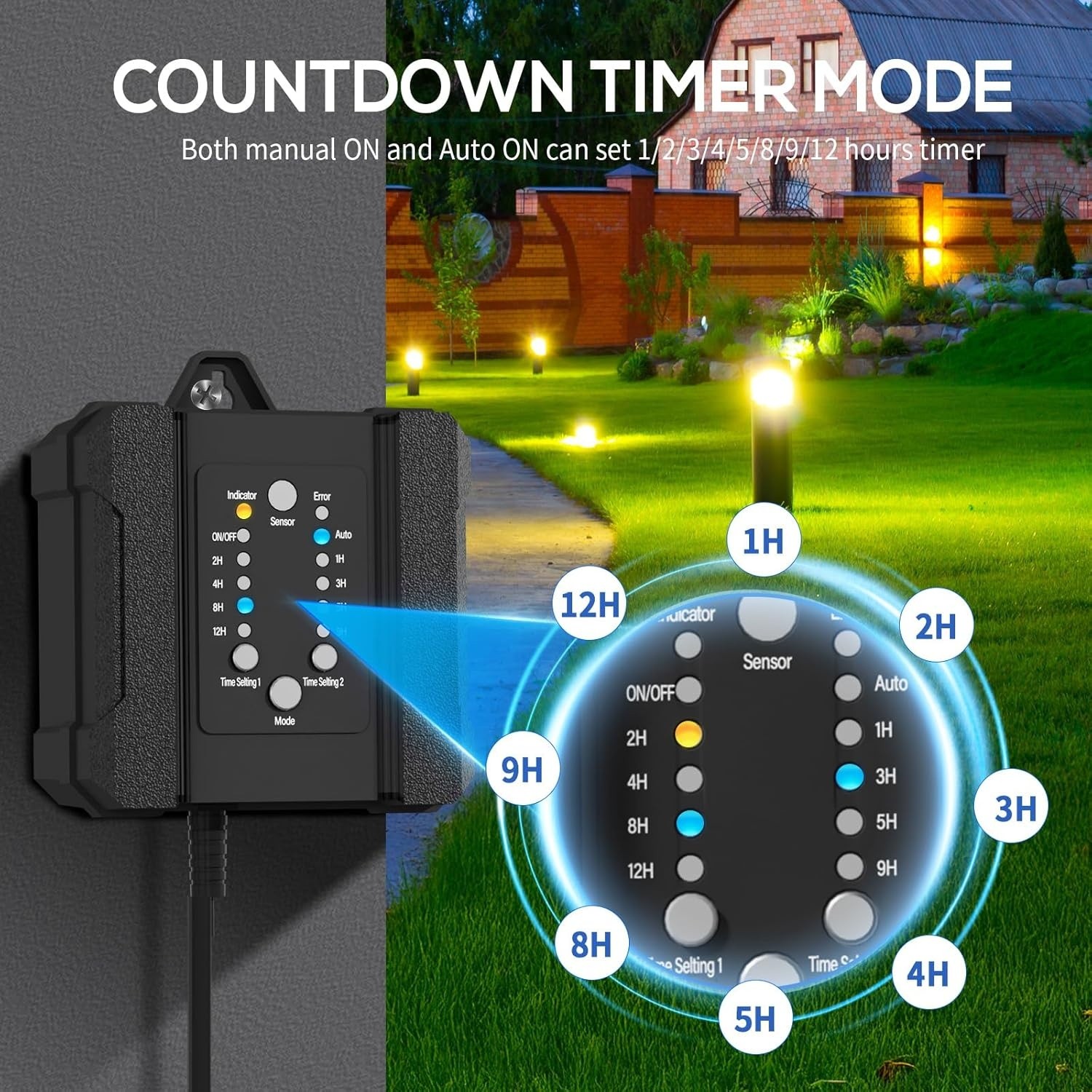 100W Weatherproof Low Voltage Landscape Transformer with Timer & Photocell