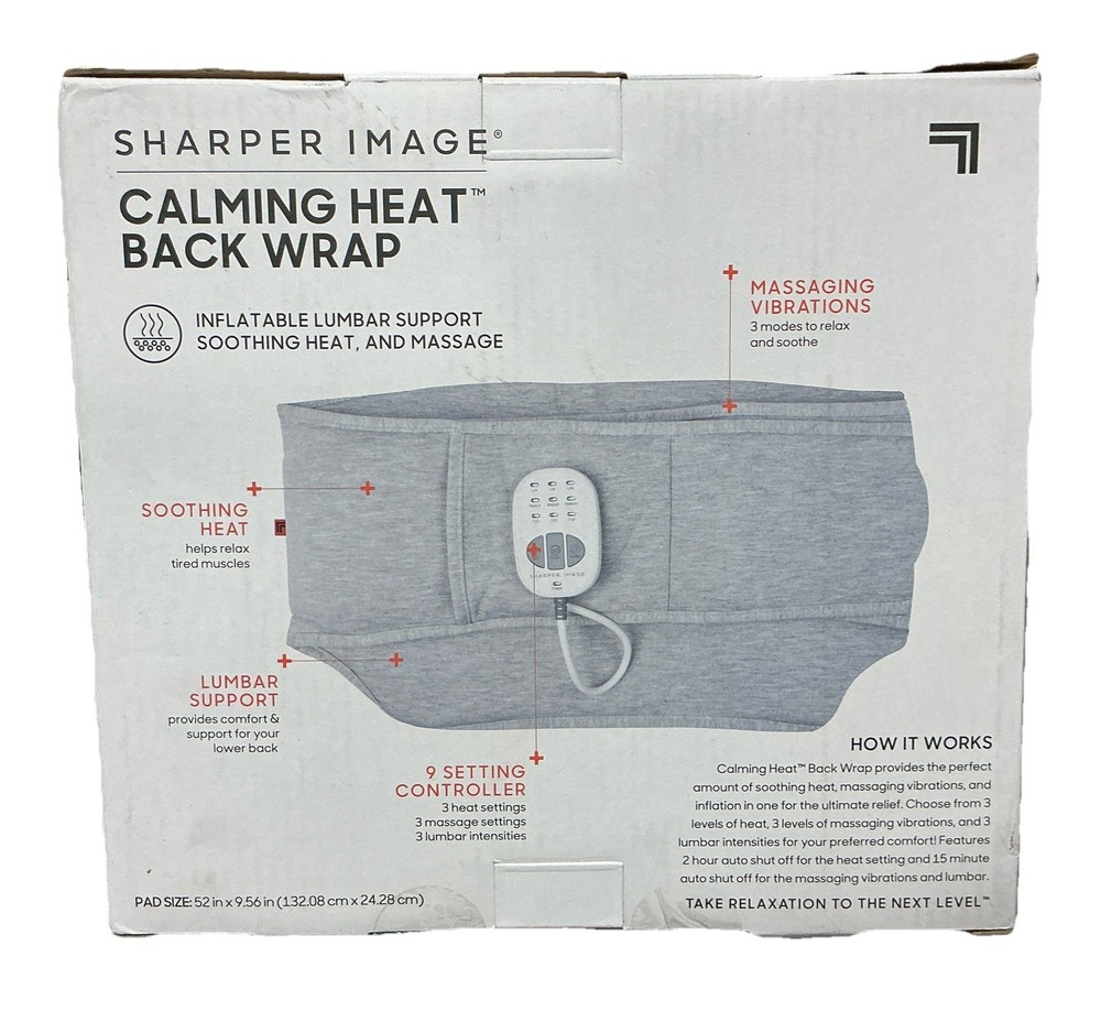 Back Wrap Pad CALMING HEATING MASSAGING INFLATABLE LUMBAR SUPPORT SHARPER INAGE